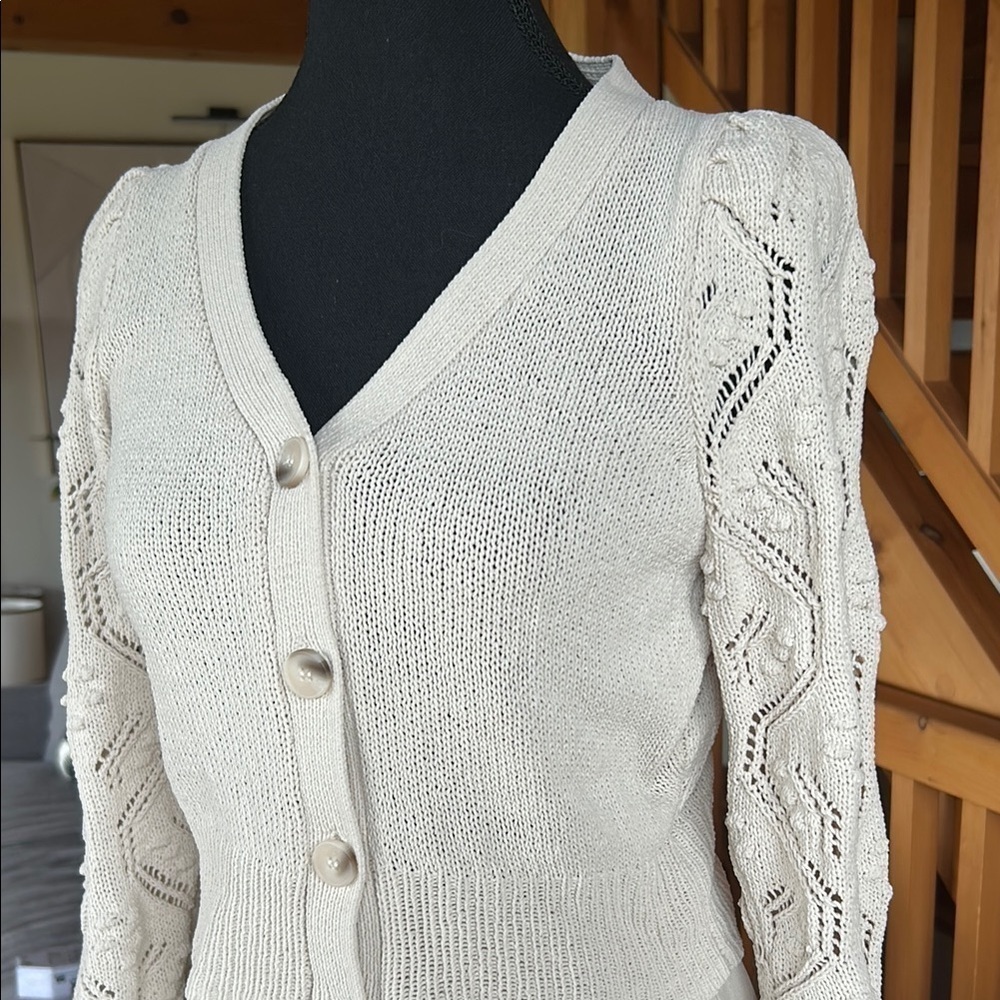 Moon & Madison Cream Cable Knit Cardigan - Picture 6 of 9